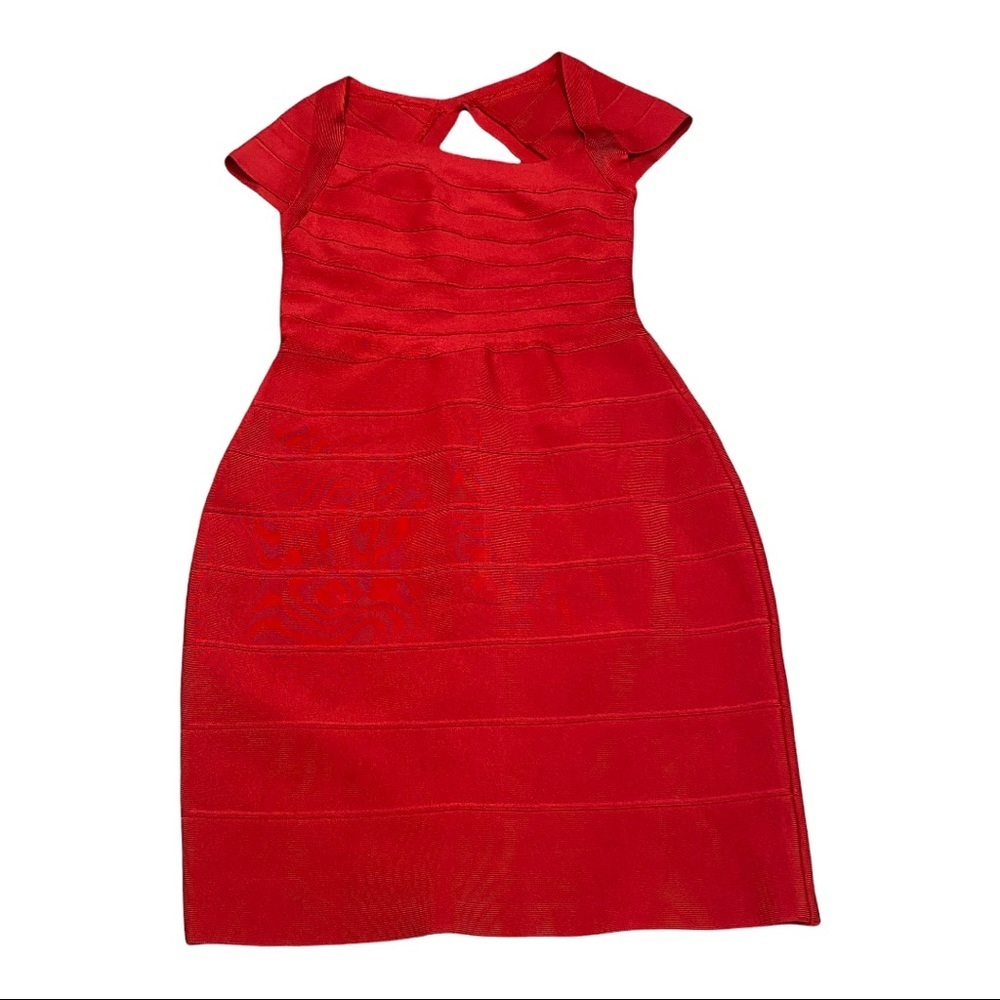 Herve Leger square neck open back  cap sleeve cocktail  dress New With Tags